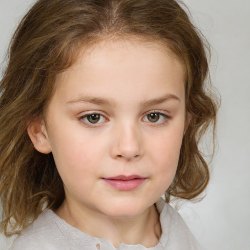 Neutral white child female with medium  brown hair and brown eyes