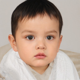 Neutral asian child male with short  brown hair and brown eyes