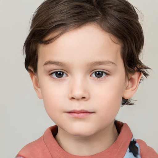 Neutral white child female with short  brown hair and brown eyes