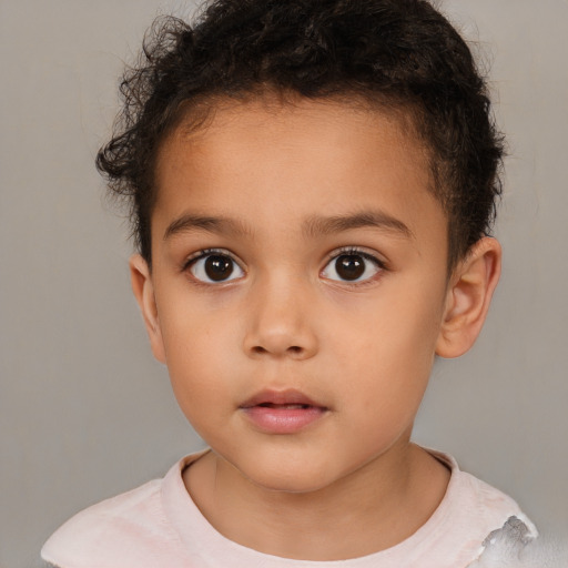 Neutral white child female with short  brown hair and brown eyes