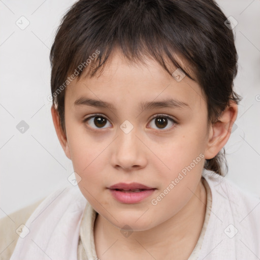 Neutral white child female with medium  brown hair and brown eyes