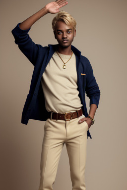 Sudanese adult male with  blonde hair