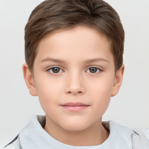 Neutral white child female with short  brown hair and brown eyes