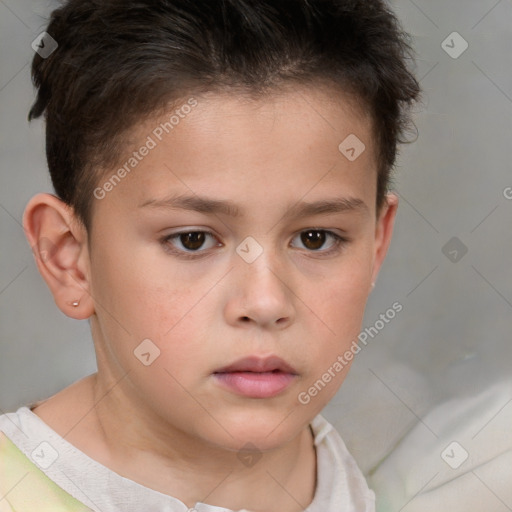 Neutral white child female with short  brown hair and brown eyes