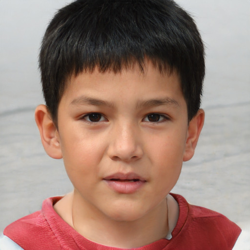 Neutral white child male with short  brown hair and brown eyes