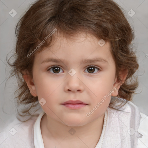 Neutral white child female with medium  brown hair and brown eyes