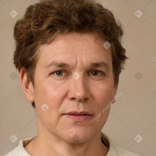 Neutral white adult male with short  brown hair and brown eyes