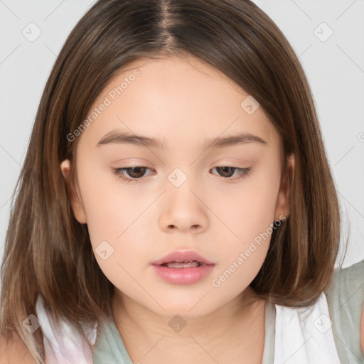 Neutral white child female with medium  brown hair and brown eyes