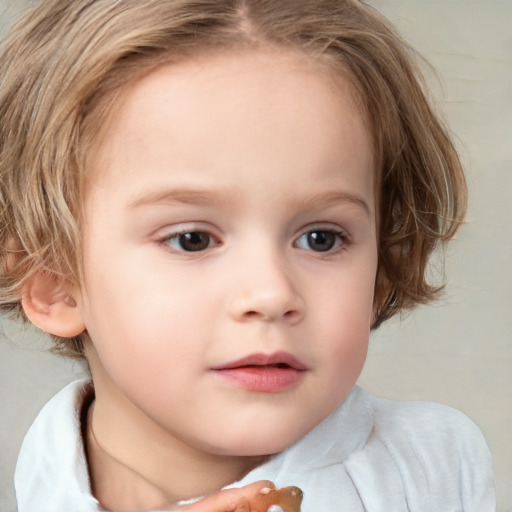 Neutral white child female with medium  brown hair and brown eyes