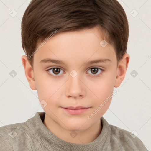 Neutral white child female with short  brown hair and brown eyes