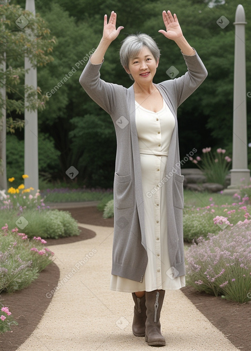 Korean middle-aged female with  gray hair