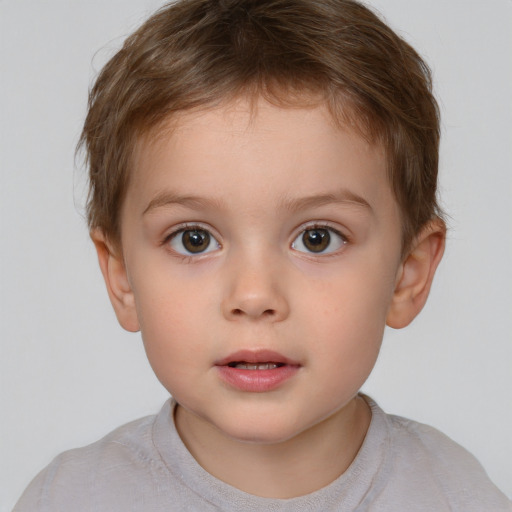 Neutral white child male with short  brown hair and brown eyes