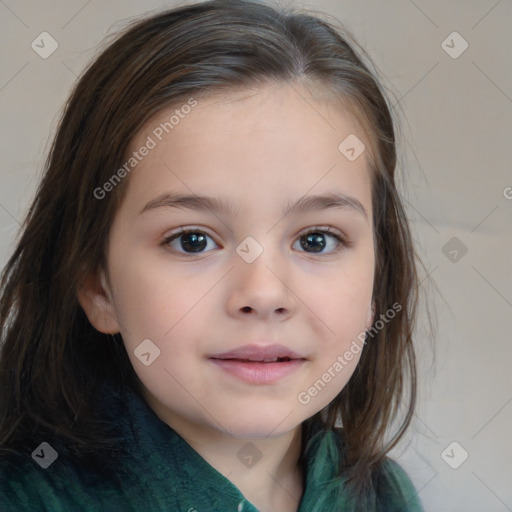 Neutral white child female with medium  brown hair and brown eyes