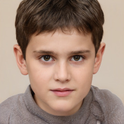 Neutral white child male with short  brown hair and grey eyes