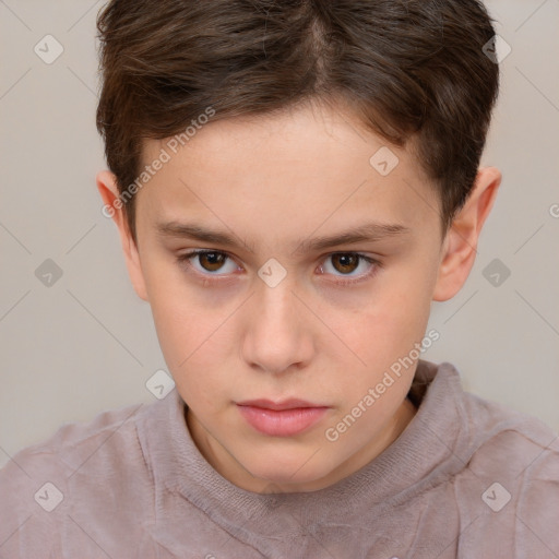 Neutral white child male with short  brown hair and brown eyes