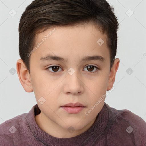 Neutral white child male with short  brown hair and brown eyes