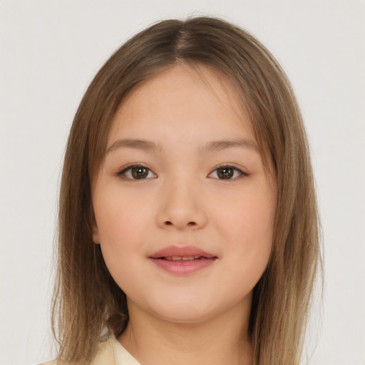 Neutral white child female with medium  brown hair and brown eyes