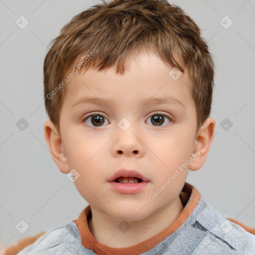 Neutral white child male with short  brown hair and brown eyes