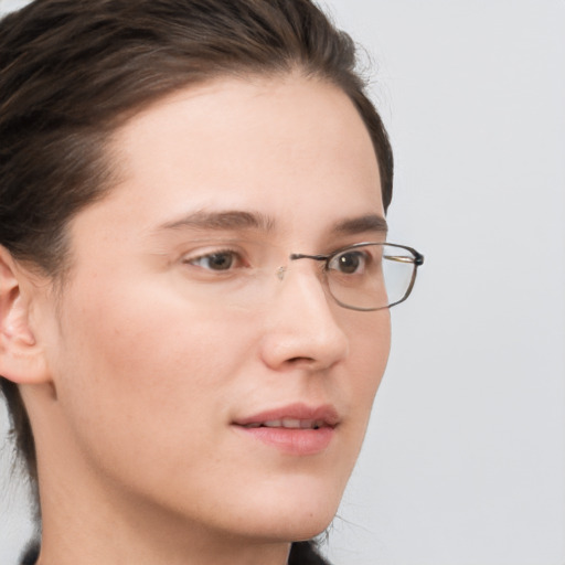 Neutral white young-adult male with medium  brown hair and brown eyes