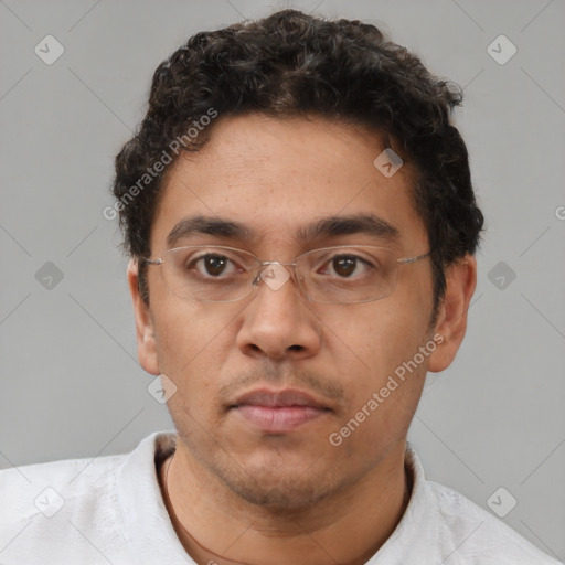 Neutral white adult male with short  brown hair and brown eyes