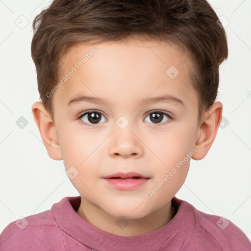 Neutral white child male with short  brown hair and brown eyes