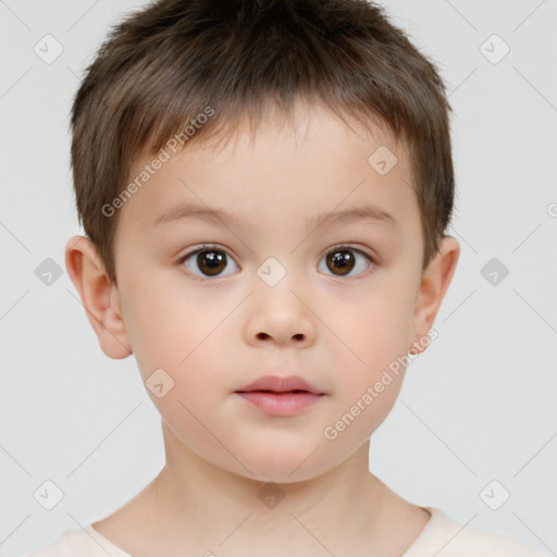 Neutral white child male with short  brown hair and brown eyes