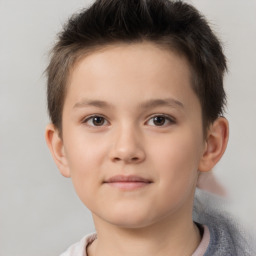 Neutral white child male with short  brown hair and brown eyes