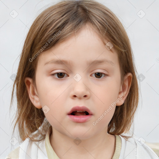 Neutral white child female with medium  brown hair and brown eyes