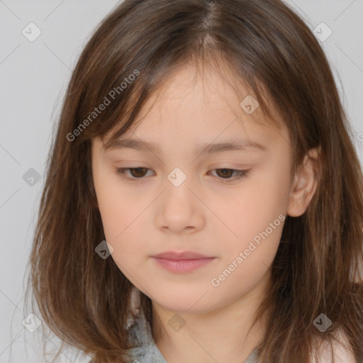 Neutral white child female with medium  brown hair and brown eyes