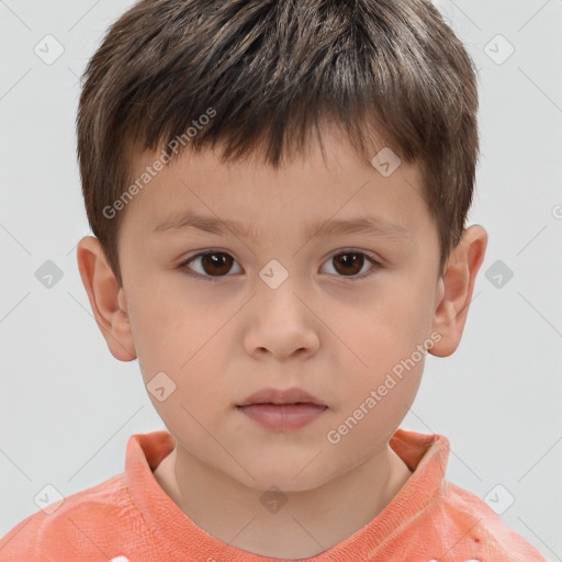 Neutral white child male with short  brown hair and brown eyes