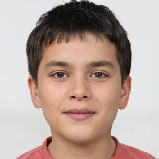 Neutral white child male with short  brown hair and brown eyes
