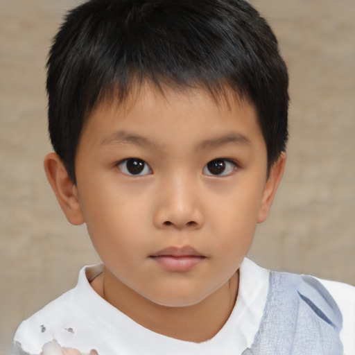 Neutral asian child male with short  brown hair and brown eyes