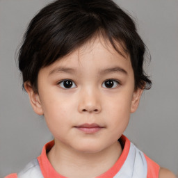 Neutral white child female with short  brown hair and brown eyes