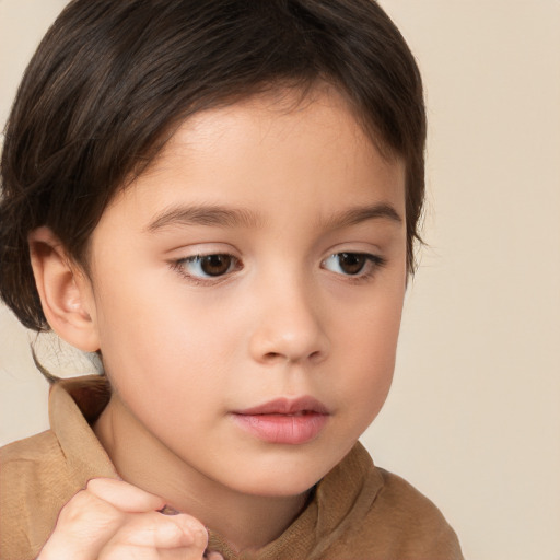 Neutral white child female with medium  brown hair and brown eyes