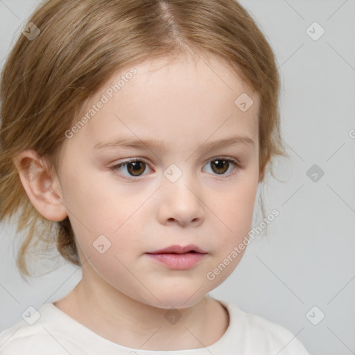 Neutral white child female with medium  brown hair and brown eyes