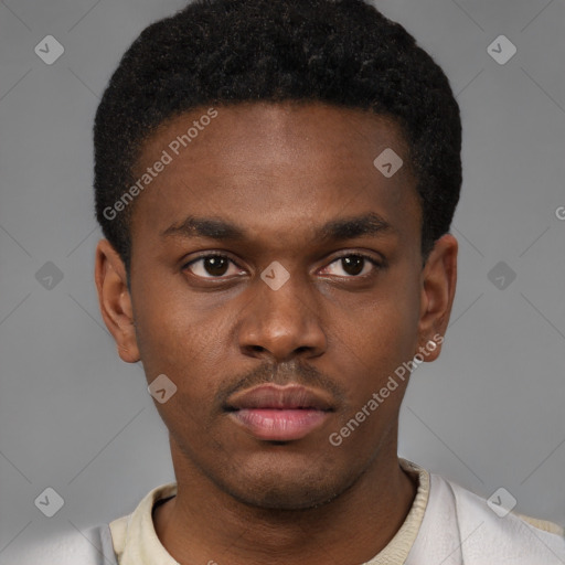 Neutral latino young-adult male with short  brown hair and brown eyes