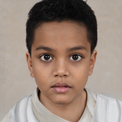 Neutral black child male with short  brown hair and brown eyes