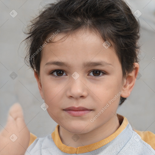 Neutral white child female with short  brown hair and brown eyes