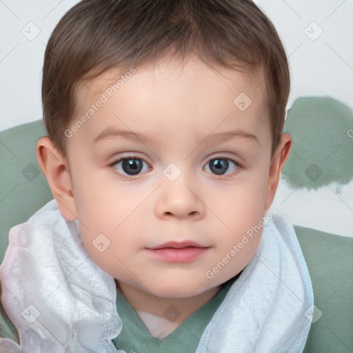 Neutral white child male with short  brown hair and brown eyes