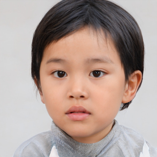 Neutral asian child female with medium  brown hair and brown eyes