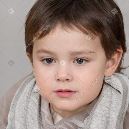 Neutral white child female with short  brown hair and brown eyes