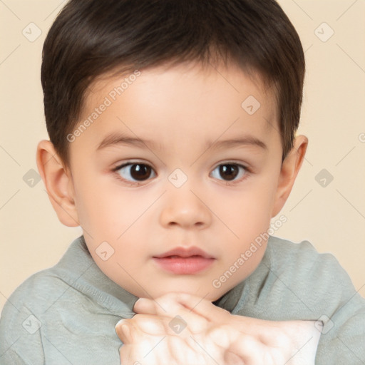 Neutral white child male with short  brown hair and brown eyes