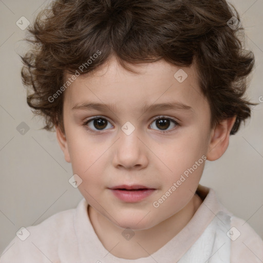 Neutral white child male with short  brown hair and brown eyes