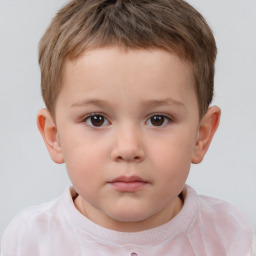 Neutral white child male with short  brown hair and brown eyes