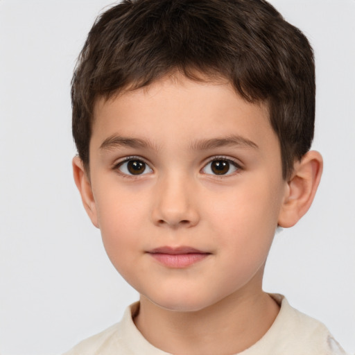 Neutral white child male with short  brown hair and brown eyes