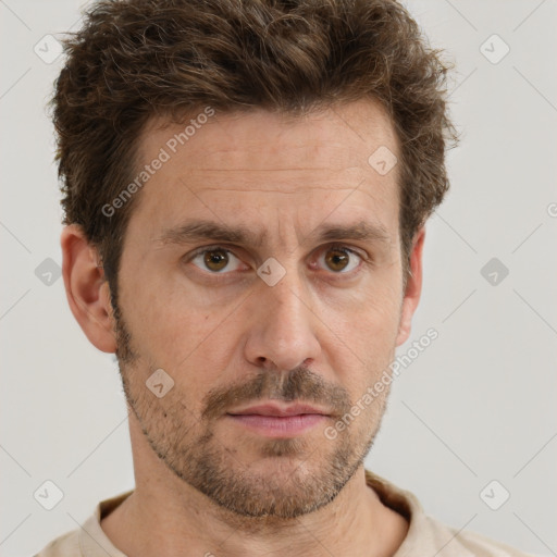 Neutral white adult male with short  brown hair and brown eyes