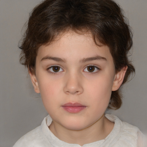 Neutral white child female with medium  brown hair and brown eyes