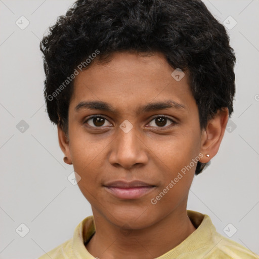 Neutral latino young-adult male with short  brown hair and brown eyes