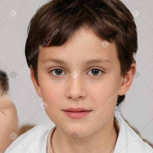 Neutral white child male with short  brown hair and brown eyes