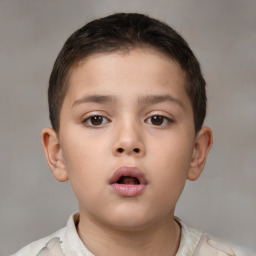 Neutral white child male with short  brown hair and brown eyes